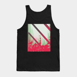 Cityscape through Window in Crimson and Mint Tank Top